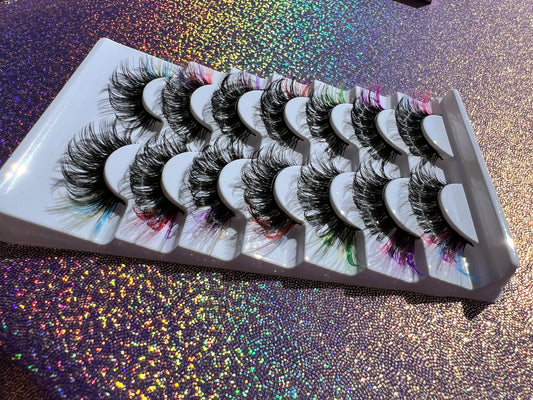 7 pair strip lashes with color ends